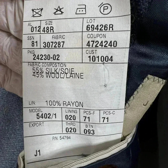 Joseph Abboud 48R 55% SILK 45% WOOL American Soft Jacket Blue Check Parisian USA - Picture 15 of 16